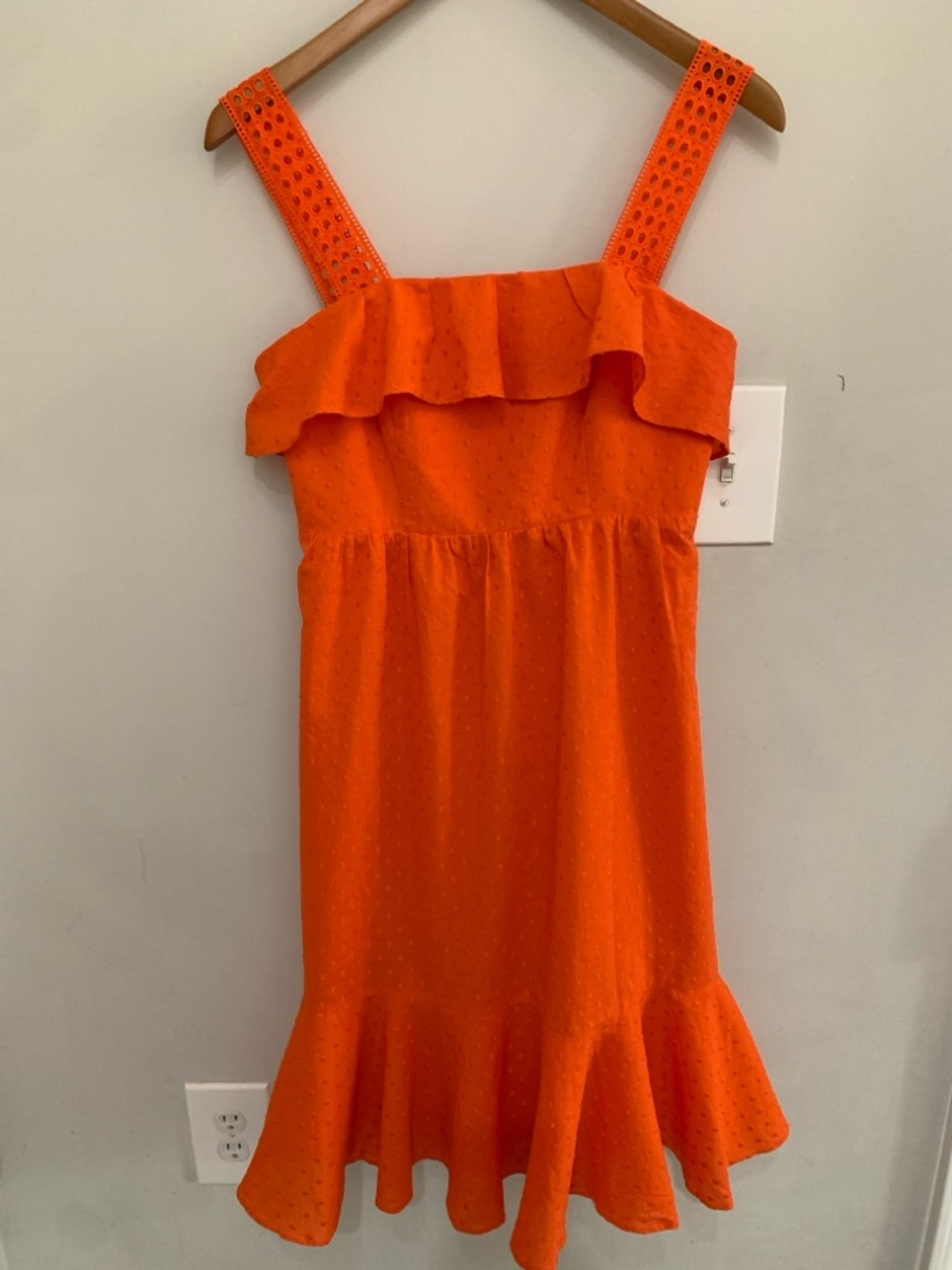 J. Crew Orange Eyelet Ruffle Sundress Womens Size 4P